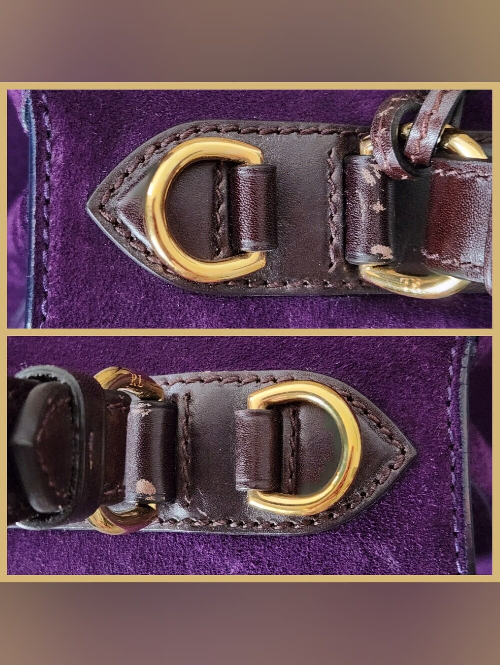 💜RARE Ralph Lauren💜 - Deep Purple Suede Tiffin 27 Satchel Bag - Picture 6 of 15